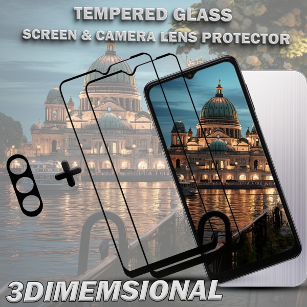 2-Pack SAMSUNG A15 Skärmskydd & 1-Pack linsskydd - Härdat Glas 9H - Super kvalitet 3D