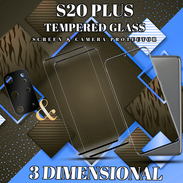 2-Pack SAMSUNG S20 PLUS Skærmbeskyttelse & 1-Pack linsebeskyttelse - Hærdet Glas 9H - Super kvalitet 3D