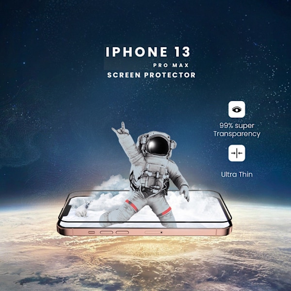 1-Pack IPHONE 13 PRO MAX Näytönsuoja - Karkaistu Lasi 9H - Super laatu 3D