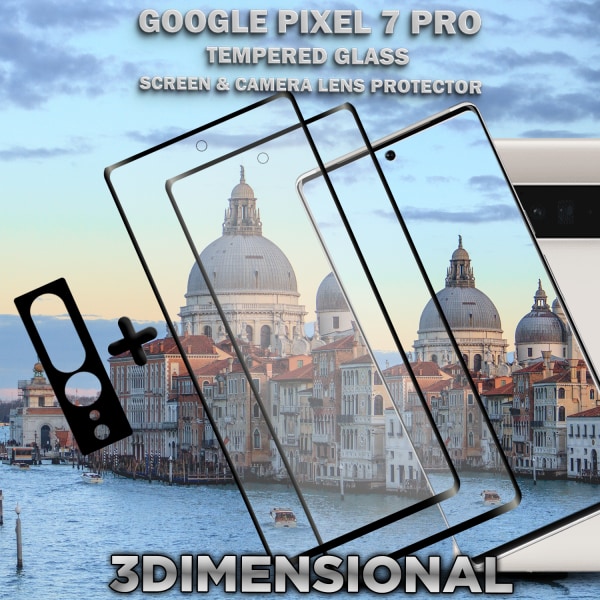 2-Pack Google Pixel 7 Pro Skärmskydd & 1-Pack linsskydd - Härdat Glas 9H - Super kvalitet 3D