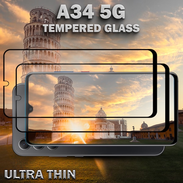 2-Pack SAMSUNG GALAXY A34 Skærmbeskyttelse - Hærdet Glas 9H - Super kvalitet 3D