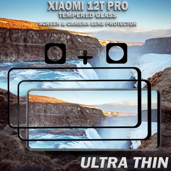 2-Pack Xiaomi 12T Pro Skärmskydd & 2-Pack linsskydd - Härdat Glas 9H - Super kvalitet 3D