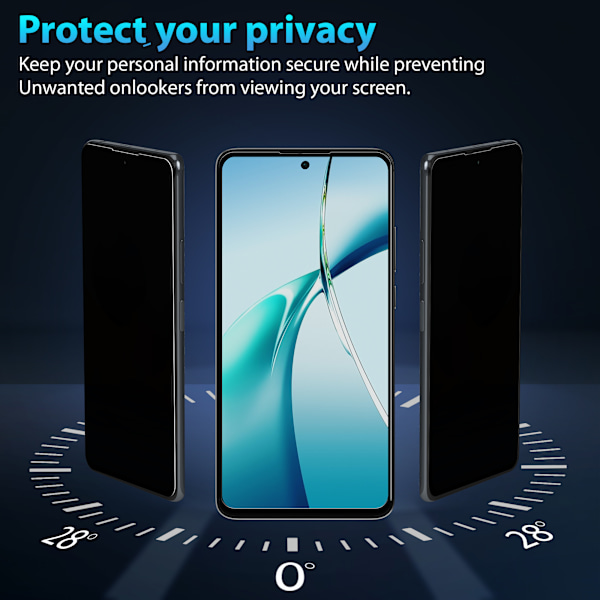 1-Pack OnePlus Nord CE4 Lite Privacy Skärmskydd & 1-Pack linsskydd - Härdat Glas 9H - Super kvalitet 3D