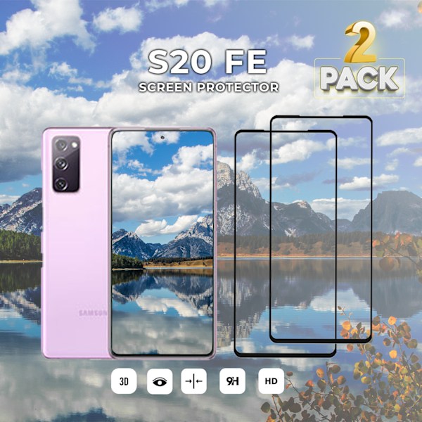 2-Pack SAMSUNG S20 FE Näytönsuoja - Karkaistu Lasi 9H - Super laatu 3D