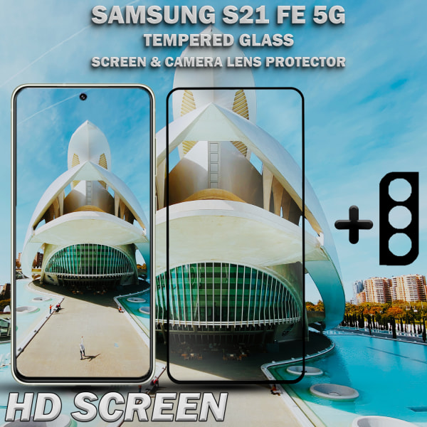 1-Pack Samsung S21 FE (5G) Skärmskydd & 1-Pack linsskydd - Härdat Glas 9H - Super kvalitet 3D