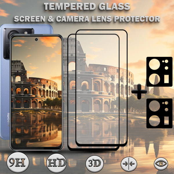 2-Pack XIAOMI 13T 5G Skärmskydd & 2-Pack linsskydd - Härdat Glas 9H - Super kvalitet 3D