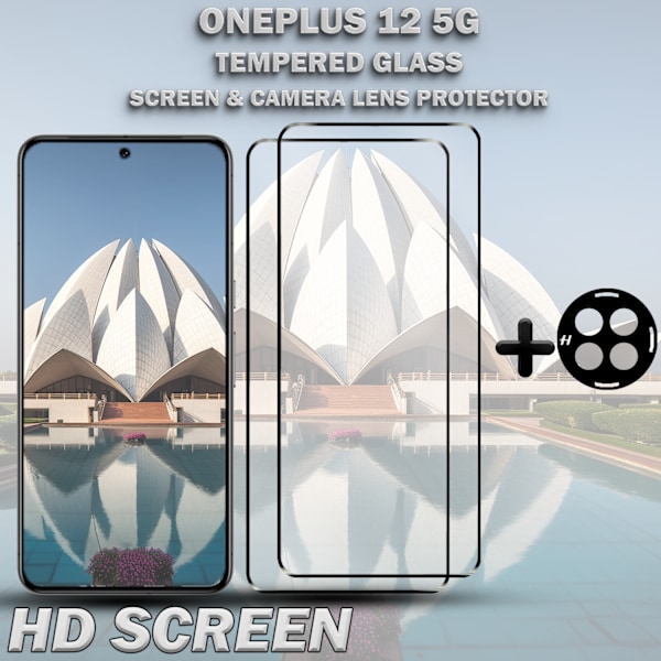 2-Pack ONEPLUS 12 Skærmbeskyttelse & 1-Pack linsebeskyttelse - Hærdet Glas 9H - Super kvalitet 3D
