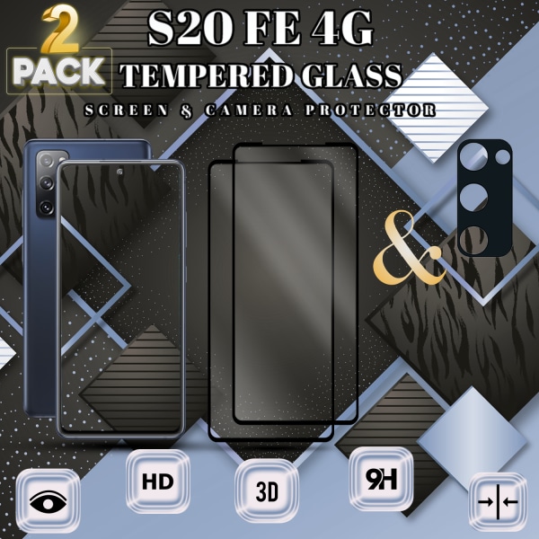 2-Pack Samsung S20 FE (4G) Skärmskydd & 1-Pack linsskydd - Härdat Glas 9H - Super kvalitet 3D