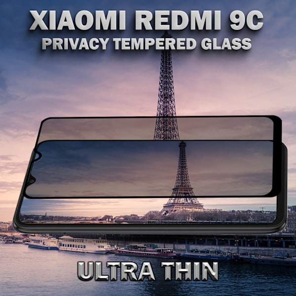 1-Pack Privacy Skärmskydd For Xiaomi 9C - Härdat Glas 9H - Super Kvalitet 3D