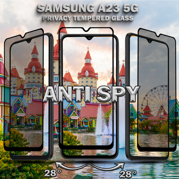 1-Pack Privacy Skärmskydd For Samsung A23 (5G) - Härdat Glas 9H - Super Kvalitet 3D
