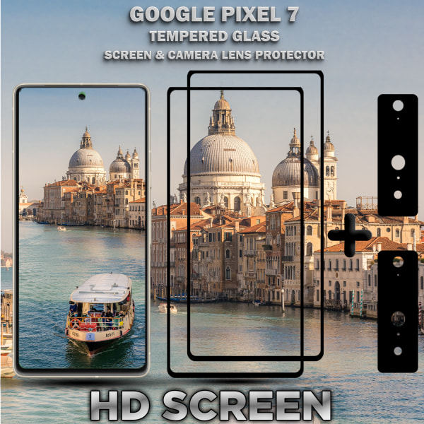 2-Pack Google Pixel 7 Skärmskydd & 2-Pack linsskydd - Härdat Glas 9H - Super kvalitet 3D