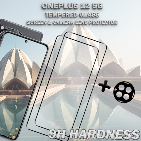 2-Pack ONEPLUS 12 Skærmbeskyttelse & 1-Pack linsebeskyttelse - Hærdet Glas 9H - Super kvalitet 3D