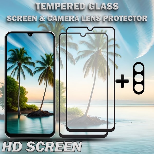 2-Pack SAMSUNG A24 4G Skärmskydd & 1-Pack linsskydd - Härdat Glas 9H - Super kvalitet 3D