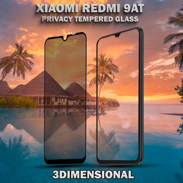 1-Pack Privacy Skärmskydd For Xiaomi Redmi 9AT - Härdat Glas 9H - Super Kvalitet 3D