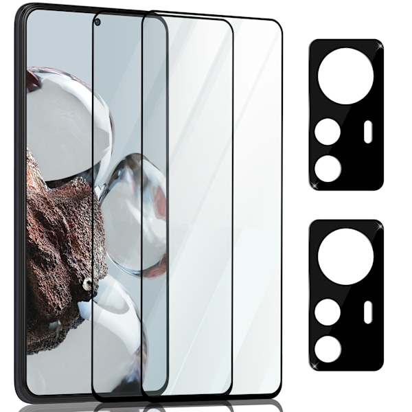 2-Pack Xiaomi 12T Skärmskydd & 2-Pack linsskydd - Härdat Glas 9H - Super kvalitet 3D