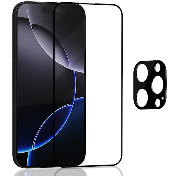 1-Pack Iphone 16 Pro Max Näytönsuoja & 1-Pack linssinsuoja - Karkaistu Lasi 9H - Super laatu 3D