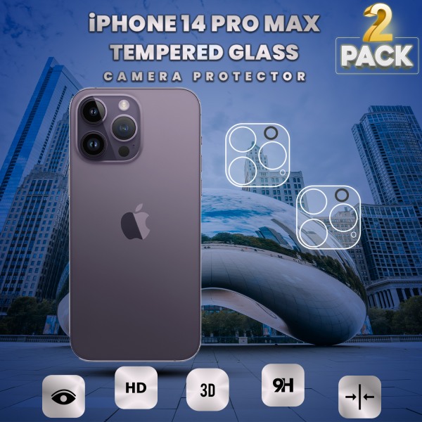 2-Pack iPhone 14 Pro Max Linsskydd - 9H Härdat glas - Super kvalitet 3D Linsskydd