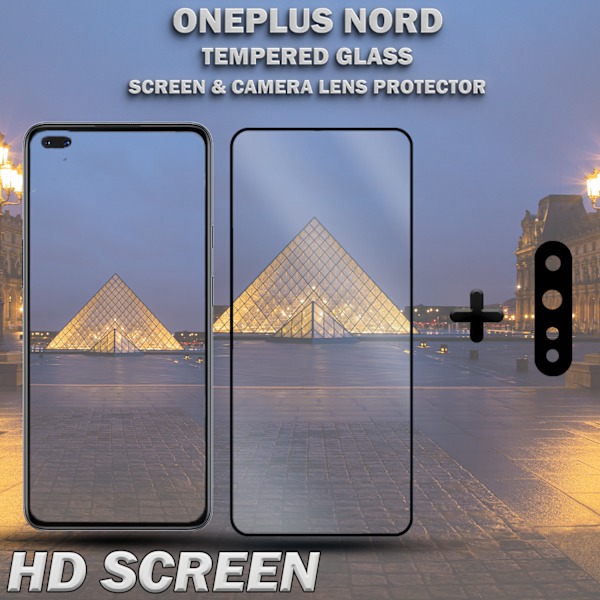 1-Pack ONEPLUS NORD Skärmskydd & 1-Pack linsskydd - Härdat Glas 9H - Super kvalitet 3D