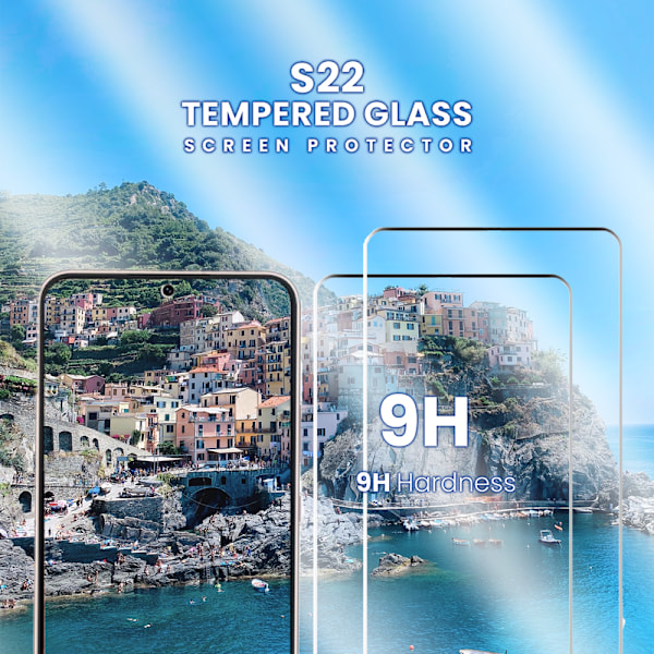2-Pack SAMSUNG S22 Skærmbeskyttelse - Hærdet Glas 9H - Super kvalitet 3D