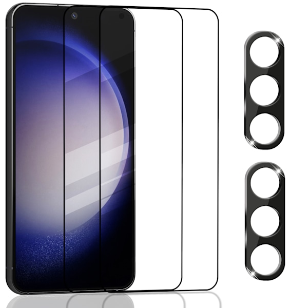 2-Pack SAMSUNG S23 PLUS Näytönsuoja & 2-Pack linssinsuoja - Karkaistu Lasi 9H - Super laatu 3D