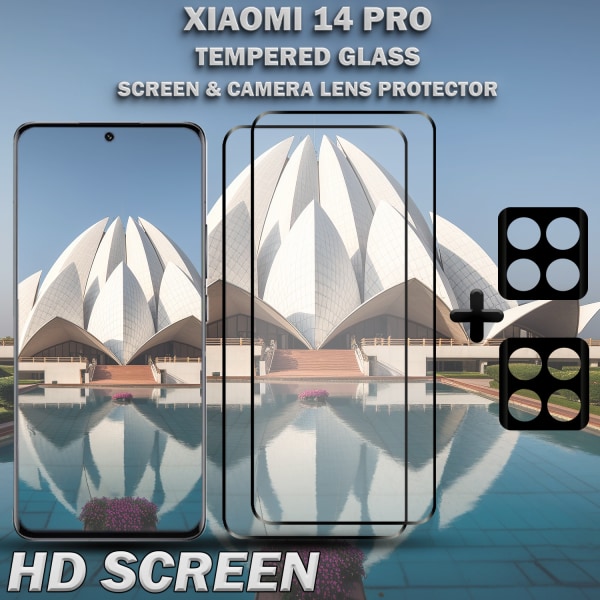 2-Pack XIAOMI 14 PRO Skärmskydd & 2-Pack linsskydd - Härdat Glas 9H - Super kvalitet 3D