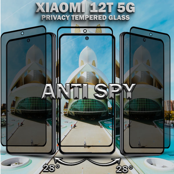 2-Pack Privacy Skärmskydd For Xiaomi 12T (5G) - Härdat Glas 9H - Super Kvalitet 3D