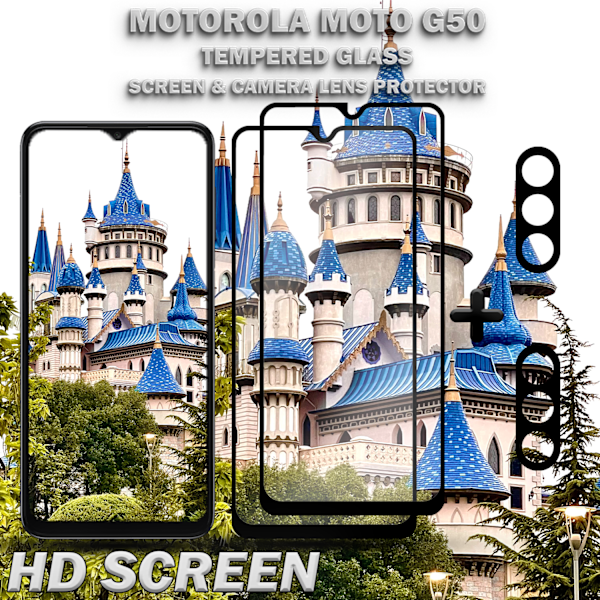 2-Pack Motorola Moto G50 Skärmskydd & 2-Pack linsskydd - Härdat Glas 9H - Super kvalitet 3D