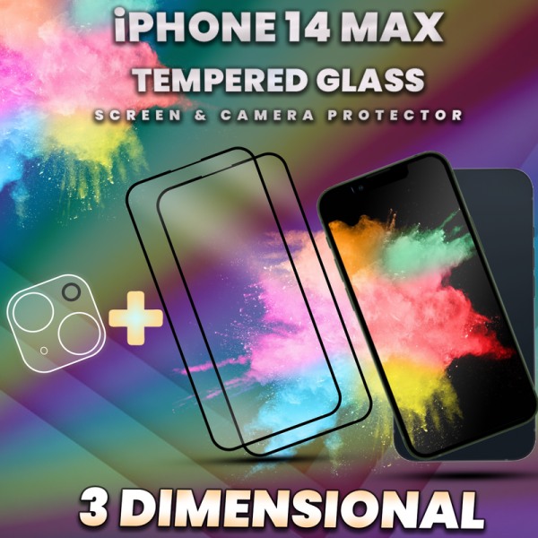 2-Pack iPhone 14 Max - skärmskydd & linsskydd - härdat glas 9H