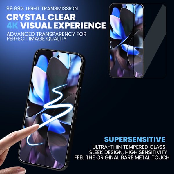 2-Pack Google Pixerl 9 Pro Xl Skärmskydd & 1-Pack linsskydd - Härdat Glas 9H - Super kvalitet 3D