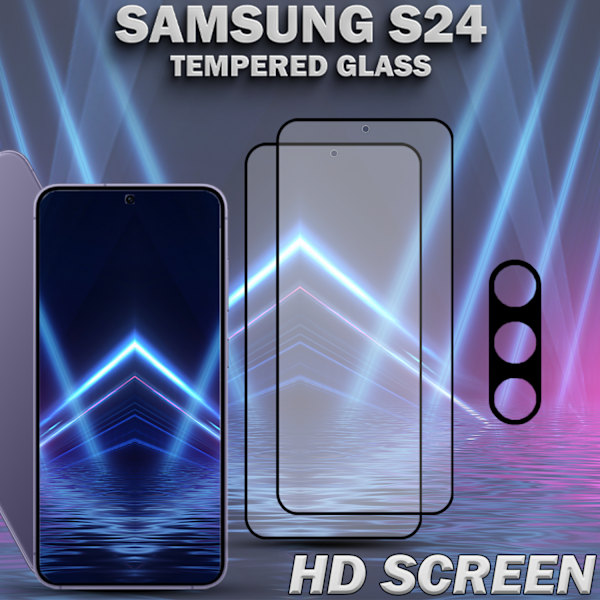 2-Pack SAMSUNG S24 Skærmbeskyttelse & 1-Pack linsebeskyttelse - Hærdet Glas 9H - Super kvalitet 3D