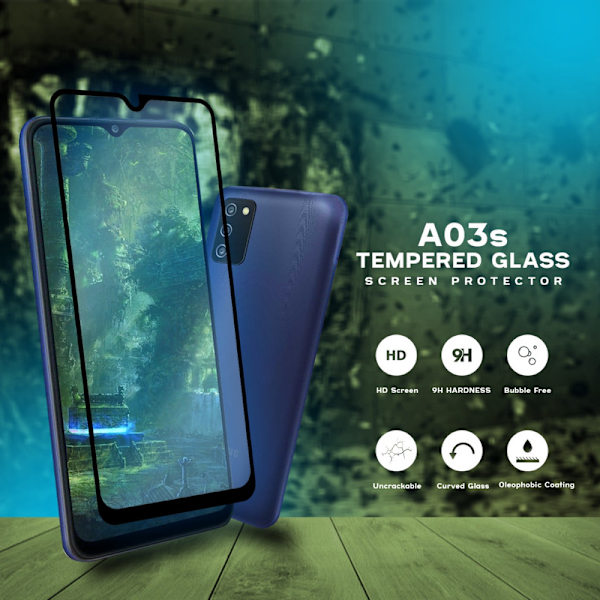 1-Pack SAMSUNG GALAXY A03S Skærmbeskyttelse - Hærdet Glas 9H - Super kvalitet 3D