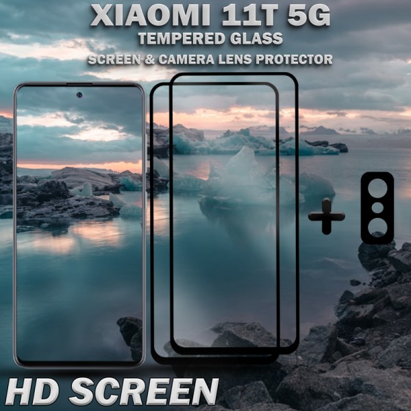2-Pack Xiaomi 11T 5G Skärmskydd & 1-Pack linsskydd - Härdat Glas 9H - Super kvalitet 3D