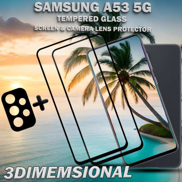 2-Pack Samsung A53 5G & 1-Pack linsskydd - Härdat Glas 9H - Super kvalitet 3D