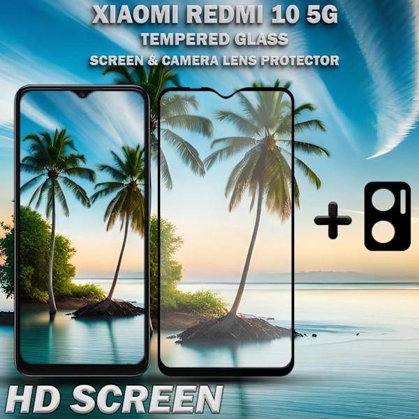 Xiaomi Redmi 10 5G & 1-Pack linsskydd - Härdat Glas 9H - Super kvalitet 3D