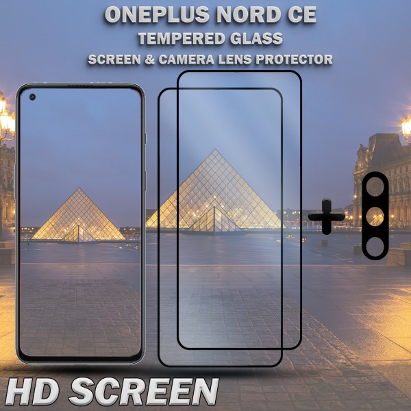 2-Pack OnePlus Nord CE & 1-Pack linsskydd - Härdat Glas 9H - Super kvalitet 3D