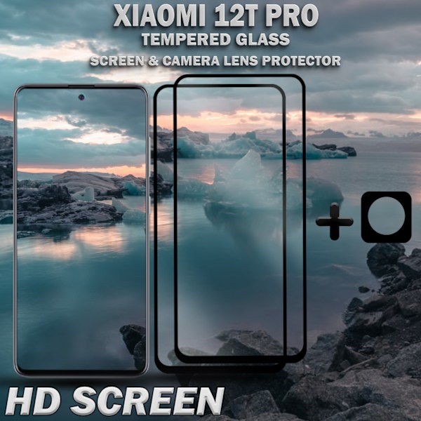 2-Pack Xiaomi 12T Pro Skärmskydd & 1-Pack linsskydd - Härdat Glas 9H - Super kvalitet 3D