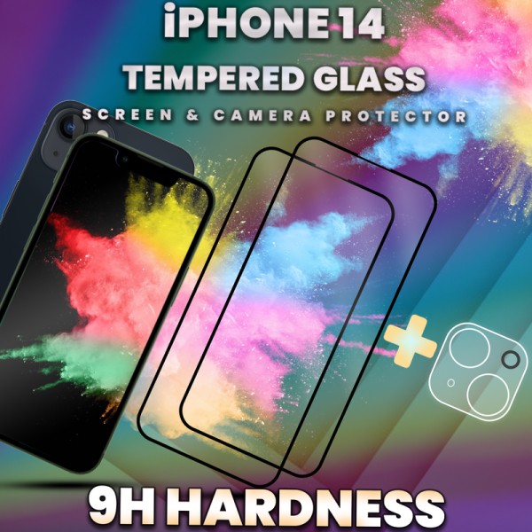 2-Pack iPhone 14 - skärmskydd & linsskydd - härdat glas 9H