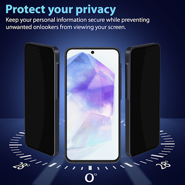 1-Pack Samsung A55 privacy Skärmskydd - Härdat Glas 9H - Super kvalitet 3D