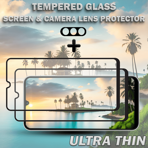 2-Pack SAMSUNG A24 Skärmskydd & 1-Pack linsskydd - Härdat Glas 9H - Super kvalitet 3D