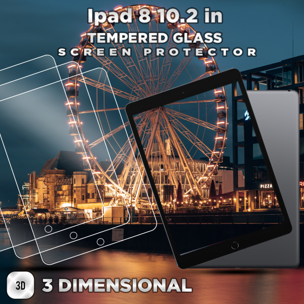 3-Pack Apple Ipad 8 (10.2 Inch) - Härdat glas 9H - Super Kvalitet Skärmskydd