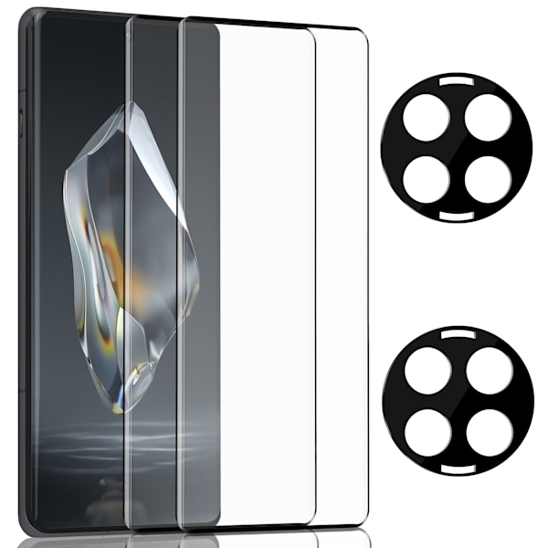 2-Pack Oneplus 12R Skärmskydd & 2-Pack linsskydd - Härdat Glas 9H - Super kvalitet 3D