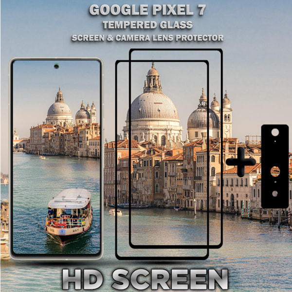 2-Pack Google Pixel 7 Skärmskydd & 1-Pack linsskydd - Härdat Glas 9H - Super kvalitet 3D