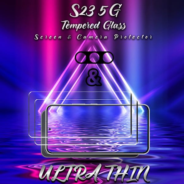 1-Pack Samsung S23 (5G) Skärmskydd & 1-Pack linsskydd - Härdat Glas 9H - Super kvalitet 3D