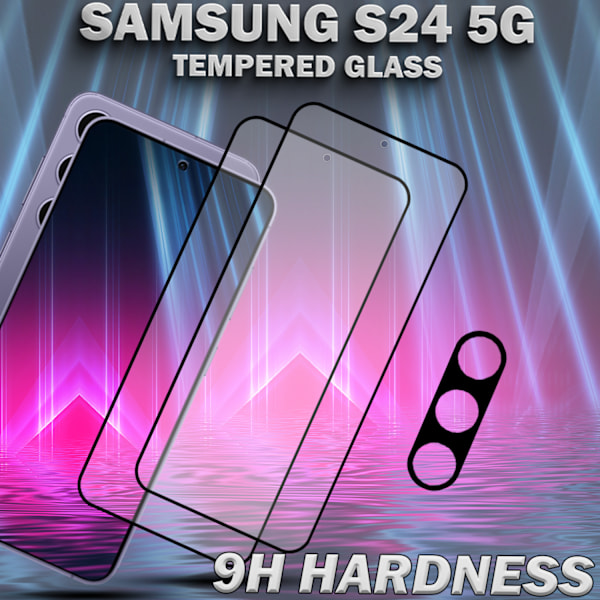 2-Pack SAMSUNG S24 Skærmbeskyttelse & 1-Pack linsebeskyttelse - Hærdet Glas 9H - Super kvalitet 3D