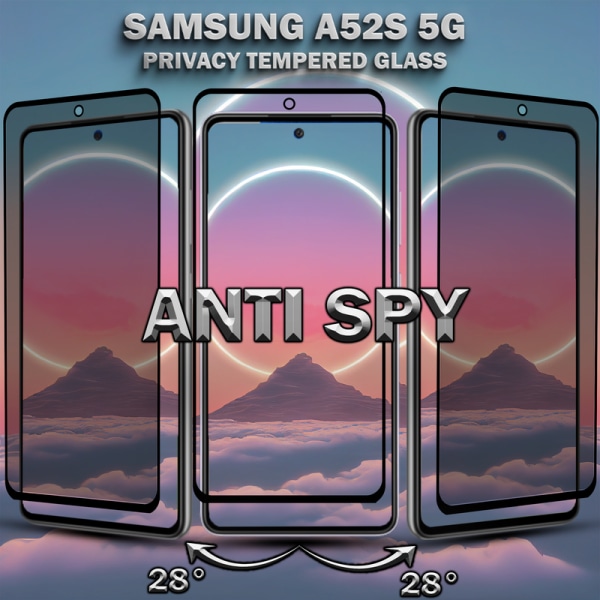 1-Pack Privacy Samsung A52S 5G Skärmskydd & 1-Pack linsskydd - Härdat Glas 9H - Super kvalitet 3D