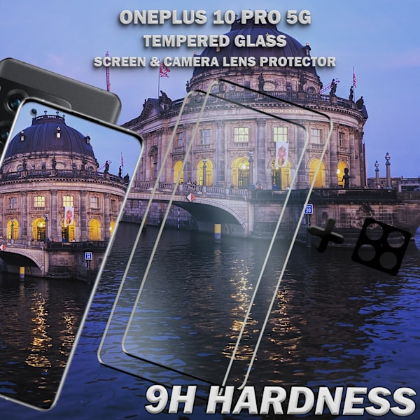 2-Pack OnePlus 10 Pro 5G & 1-Pack linsskydd - Härdat Glas 9H - Super kvalitet 3D