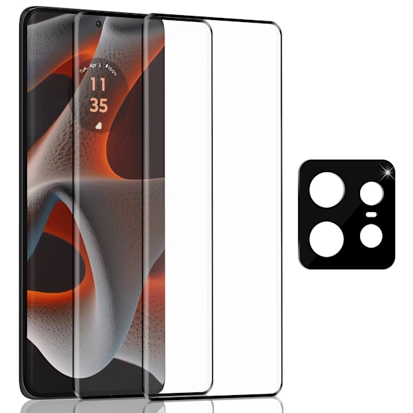 2-Pack Motorola Edge 50 Pro Skærmbeskyttelse & 1-Pack linsebeskyttelse - Hærdet Glas 9H - Super kvalitet 3D