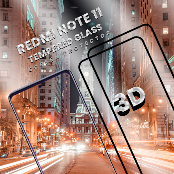 2-Pack XIAOMI REDMI NOTE 11 Näytönsuoja - Karkaistu Lasi 9H - Super laatu 3D