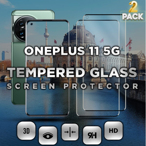 2-Pack OnePlus 11 5G- Härdat glas 9H - Super kvalitet 3D Skärmskydd