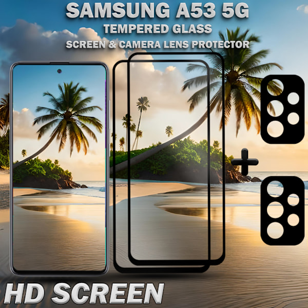 2-Pack Samsung A53 5G & 2-Pack linsskydd - Härdat Glas 9H - Super kvalitet 3D